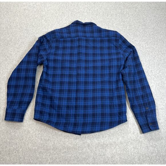 Thomas Dean Shirt Jacket Men L Blue Plaid Button Up Insulated Long Sleeve Casual - Picture 5 of 8